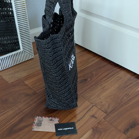 Karl Lagerfeld Paris Large Embroidered Logo Woven Tote Nwt ❤️ - Picture 6 of 8